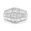 Baguette diamond ring with brilliant cut accents in wide band