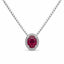 18ct White Gold Ruby & Diamond Halo Pendant