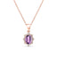 9ct Rose Gold Amethyst & Diamond Halo Necklace | Oval Cut with Star-Set Diamonds
