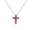 18ct White Gold Ruby and Diamond Cross Pendant with Chain