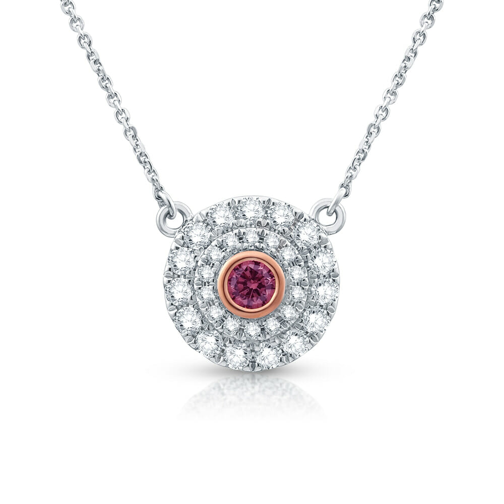 double halo argyle pink diamond pendant