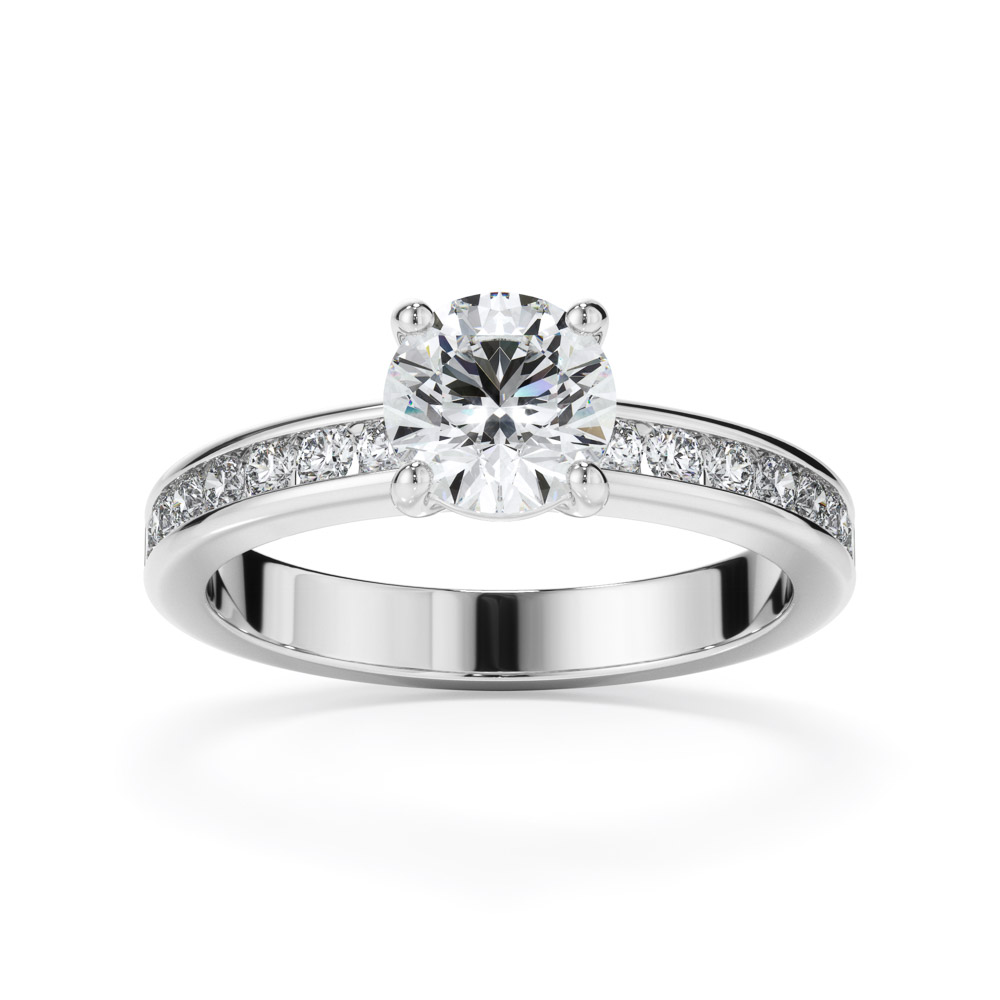 Diamond channel-set engagement ring