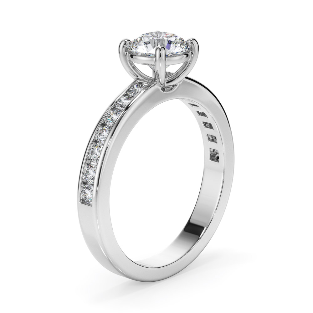 Diamond channel-set engagement ring