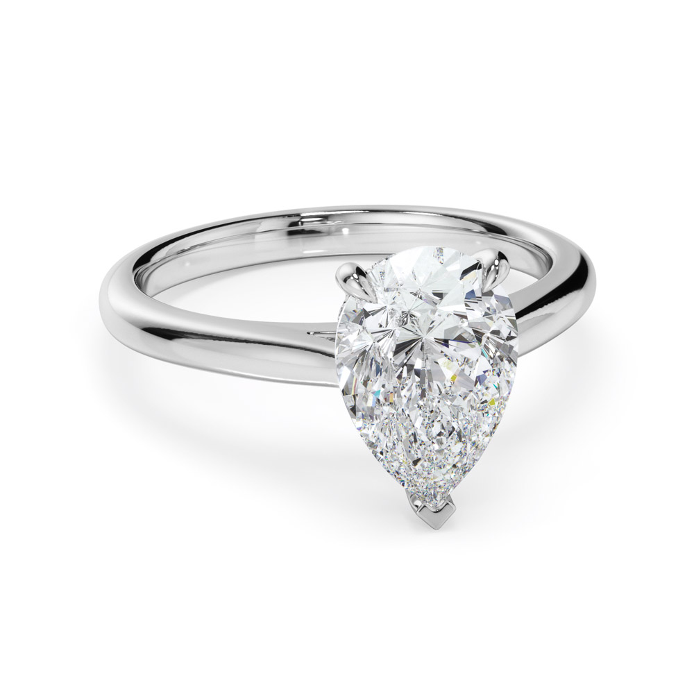 Pear Hidden Halo Engagement Ring
