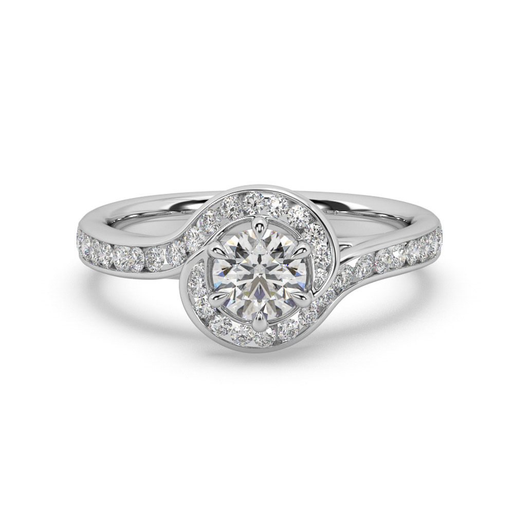 Spiral diamond engagement ring