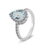 Aquamarine diamond halo ring