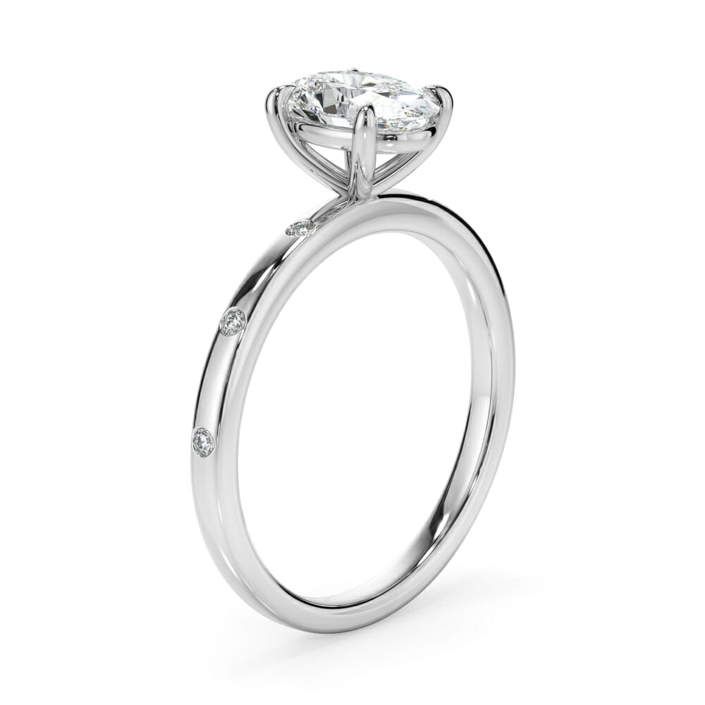 Oval Cut Diamond Engagement Ring with Diamond Accents