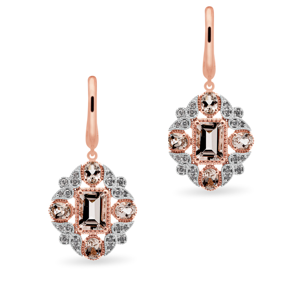 Morganite and diamond drop earrings