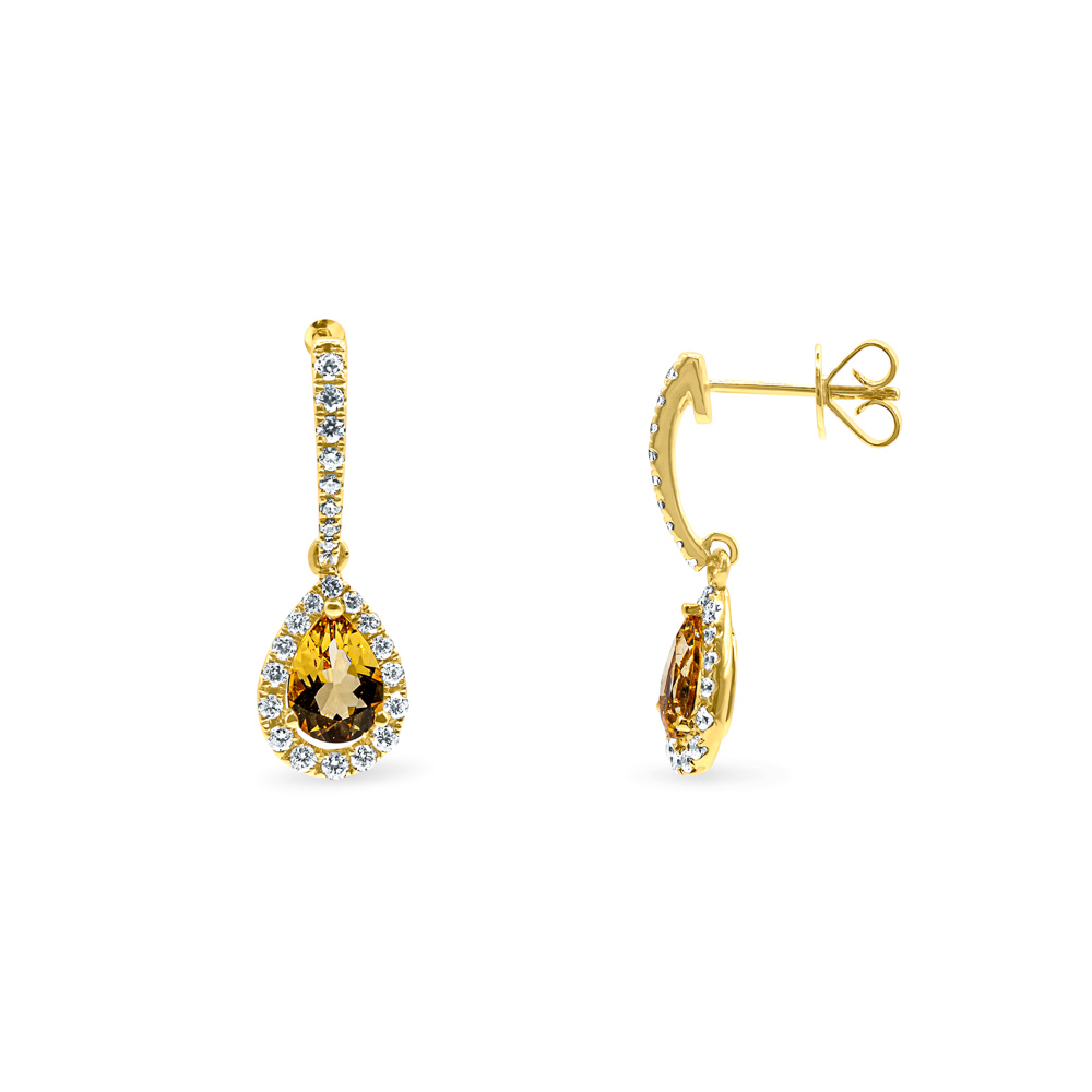 Beryl and diamond drop earrings