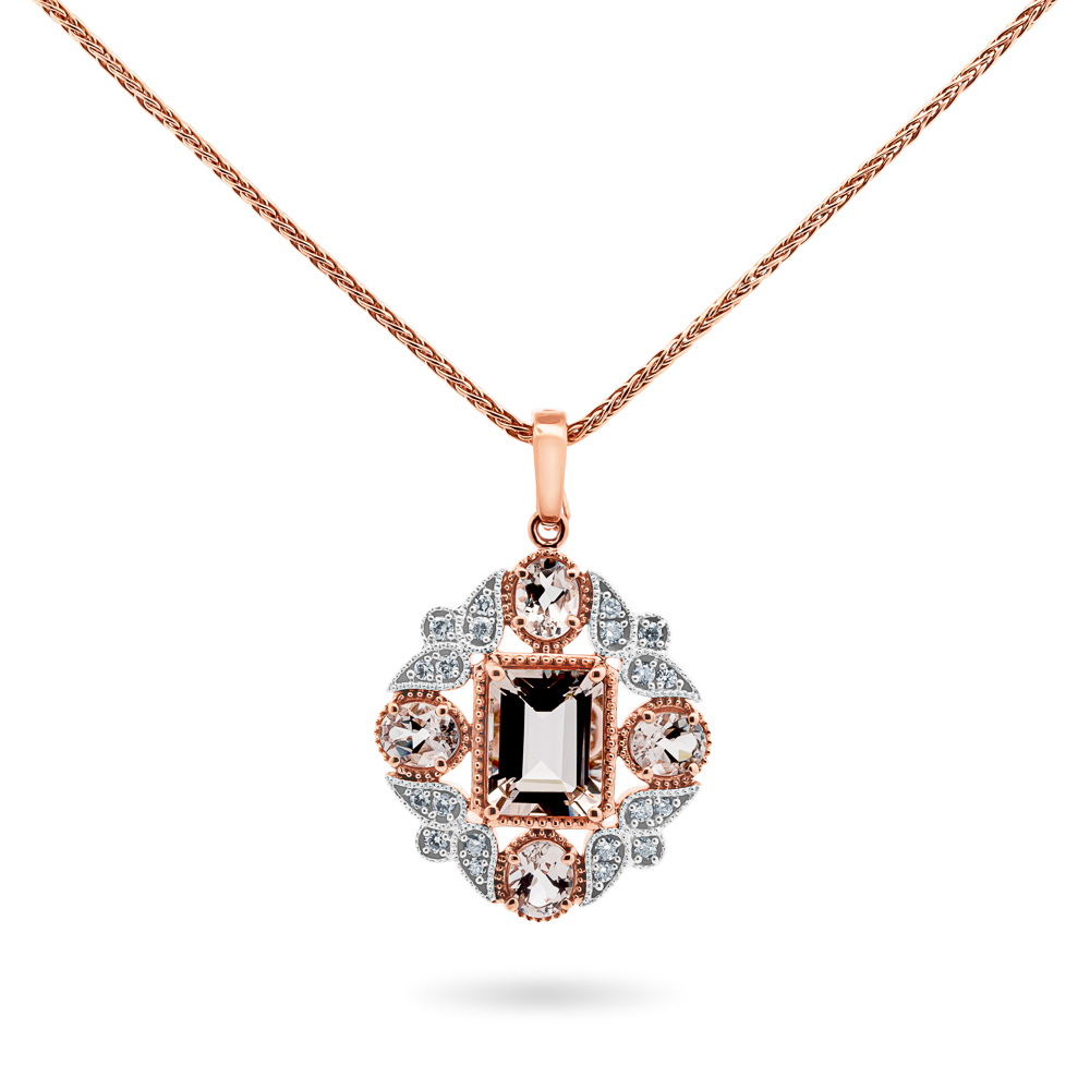 Morganite and diamond pendant