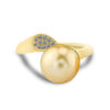 Gold pearl and diamond ring