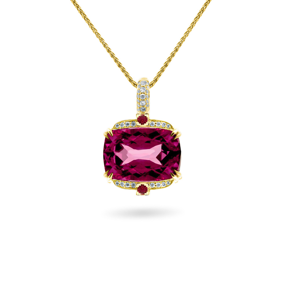 Pink topaz and diamond pendant