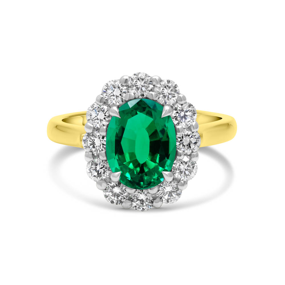 Oval emerald halo ring